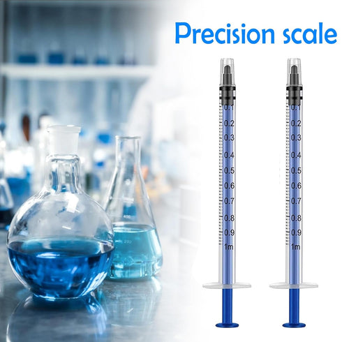 50 Pack 1 ml/1 cc Plastic Syringes without Needle, Individually Packaged for Scientific Labs, Watering, Measuring