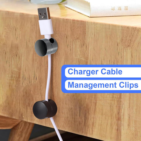 SmallCat 3 Sets Charger Holders for Cords, Adjustable Cable Anchor Holders, Adhesive Metal Cord Clips, Cable Management