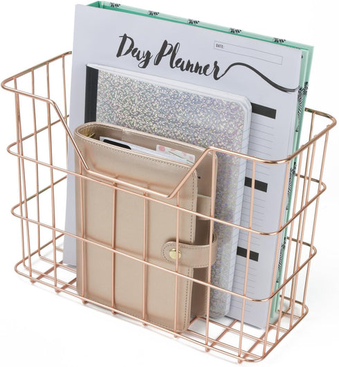 Sorbus 5-Piece Desk Organizer Set, Rose Gold Accessories Includes Pencil Cup Holder, Letter Sorter, and More for Home