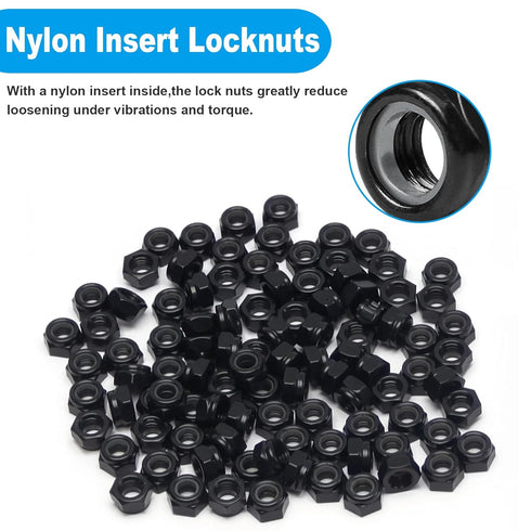Yinpecly 150Pcs M3 0.5mm M3 x Nylon Insert Hex Lock Nuts Carbon Steel Zinc Plated Locknuts Self-Locking Nut Metric