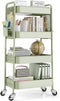 TOOLF 4 Tier Rolling Cart with Pegboard, Metal Storage Organizer Cart with