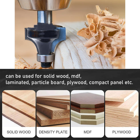 6PCS Set 6 3/8" 1/4 2-in-1 Trimming Roundover Router Bit with Extra Guide Bearings, Shank Carbide Edge Forming Bits