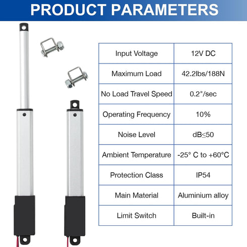 1.2 Inch Stroke Micro Linear Actuator, 12V 42.2lbs/188N Speed 0.2"/sec with Mounting Brackets, for Robotics, Home
