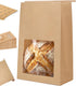50 Pack Heavy Duty Sourdough Paper Bags Resealable with Window for Round