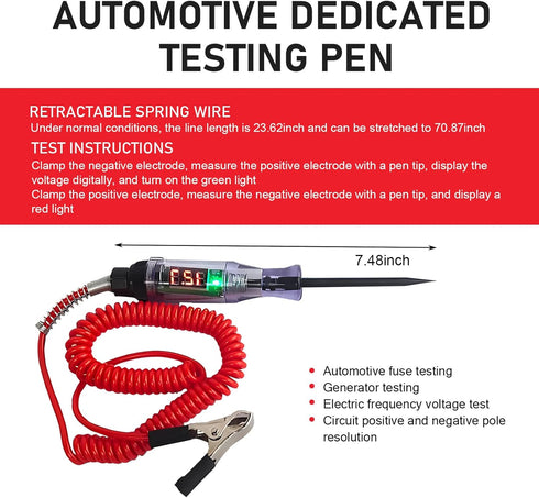 yorpyep 3 6 12 24V Car Circuit Tester, Circuit Inspection Pen for Resolving Positive and Negative, Sensory Tester