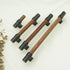 (1, 3 3/4" MFYS Wood Cabinet Pulls Handles Walnut Drawer Pulls Handles Rustic Dresser Knobs Black + Walnut, Hole