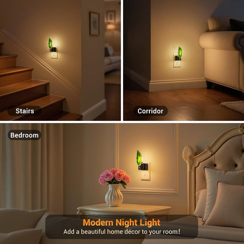2 Pack Dimmable JandCase Night Lights Plug into Wall, Agate Night Light, Night Light Aesthetic Crystal, Dusk to Dawn