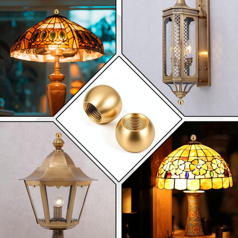 Jxiwfvl 2Pcs M10 M10 Lamp Finial Lamp Shade Holder Brass Lampshade Adapter Screw On Brass Ball Lamps Finial Cap Nuts