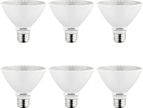 Sunlite LED PAR30 Short Neck Flood Light Bulb, 9 Watt, 850 Lumens, Dimmable, 6 Count