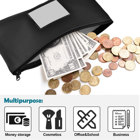 7 Pack 8.3" 4.5", 7 Mini Bank Money Bag for Cash, x Small Deposit Money Pouch with Zipper, Server Leatherette Cash Bag