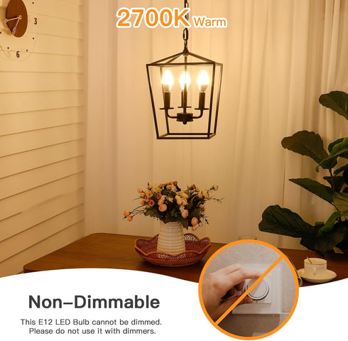 E12 Bulbs 60W 2700K 600 Bulb, 6W B11 Non-Dimmable, Pack 6 MAXvolador LED Candelabra Light Equivalent, Warm White Lumens