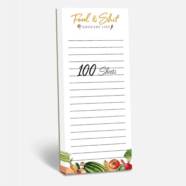 Hebayy 100 Sheets Grocery List Notepad, Magnetic Food&Shit Funny Shopping List for Refrigerator (3" x 8")