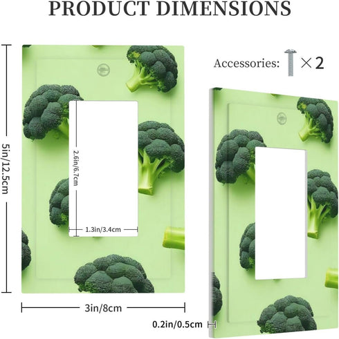 Fuzquwu 3 5x3 Inchs Broccoli Pattern Single Toggle Light Switch Wall Plate Modern Wall Plate Cover Easy Install