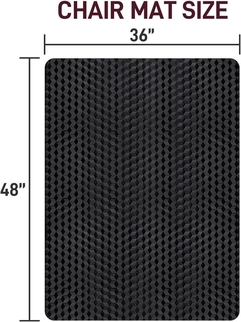 EHVTIZ 36"x48" 3D Chair Mat for Hard Floors, Geometric Textured Floor Protector, Heavy-Duty Office & Home Carpet