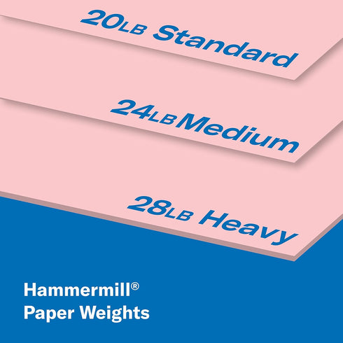 Hammermill Colored Paper, 24 lb Pink Printer Paper, 8.5 x 11 - 1 Ream (500 Sheets), Made in the USA, Pastel Paper