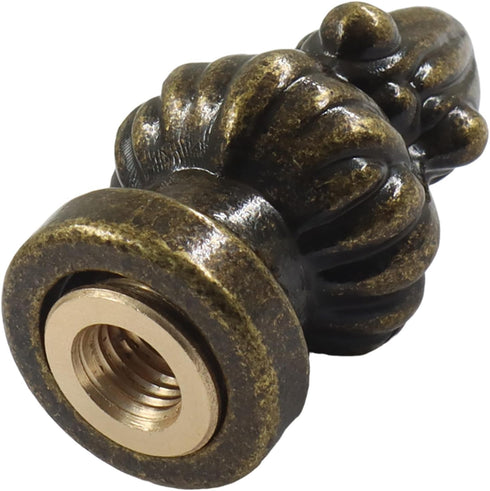 Biaungdo Antique Bronze Lamp Finial Cap Knob with Dual-Thread Screw, Lamp Shade Screw