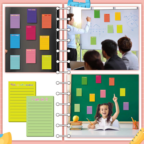 Yinder 24 Pcs Inspirational Sticky Notes with Lines, 4 x 6 Inch Motivational Notepads, Colorful Positive Gifts
