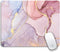 Pink Gold Marble Mouse Pad, Large Office Computer Laptop Mouse Pad with Stitched Edges, 12 X 10 Inch