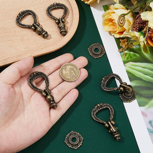 6 Sets 1.18" SUPERFINDINGS Ring Drawer Pulls Vintage Cabinet Ring Handles Antique Bronze Dresser Handles Width Drawer