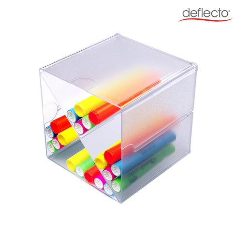 Deflecto Stackable Clear Cube Organizer with Removable Cross Style Dividers, 6 x 6 inches