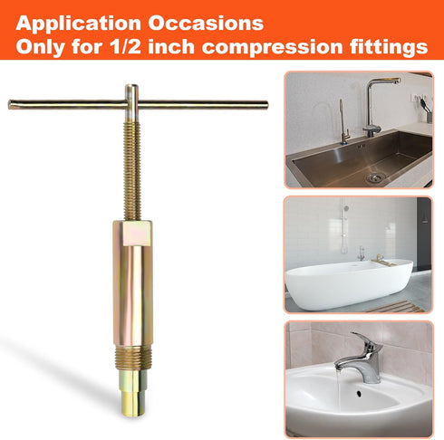 Ferrule Puller Tool for 1/2" Compression Fittings, Compression Sleeve Puller to Remove Nut Ferrule of Pipe 03943