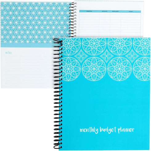 Blue Monthly Budget Planner, Bill Organizer with 24 Pockets for Receipts, Home Expense Tracker (8x10 In)