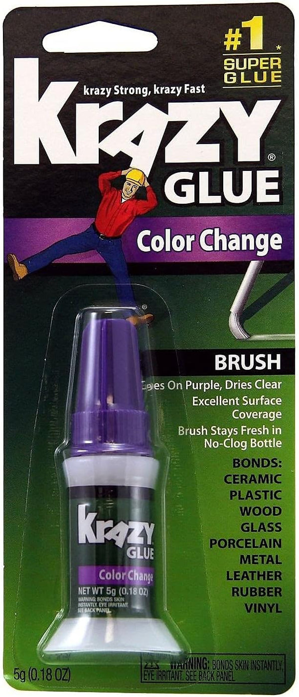 Krazy Glue Color Change Brush On Glue, 0.18 Oz, Dries Clear