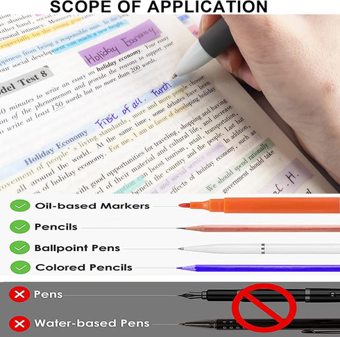 Sticky Long Tabs, 6 Sheet Highlighter Tape, 960 Pcs Translucent Sticky Notes for Annotating Books
