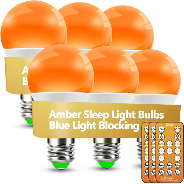 Sleep Light Bulbs Amber 1600K with Remote Control, E26 Blue Light Blocking