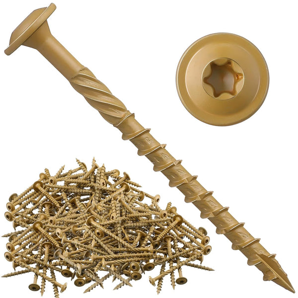 200 Pcs Construction Lag Screws #14 x 3 Inch, Exterior Structural Coated Star Drive Screws with Modified Truss Washer