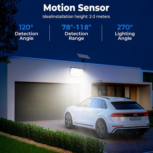 318 3 IP65 Peasur Solar Motion Lights Outdoor, LED Solar Security Light with Modes, Waterproof Powered Flood Lights