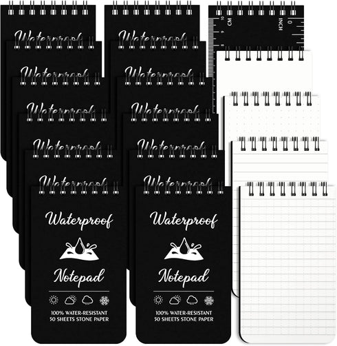 Jetec 12 Waterproof Spiral Notebook, 3" x 5" Small Memo Pad, Mini Weather Pocket Notebook for Police Notepad Outdoors,
