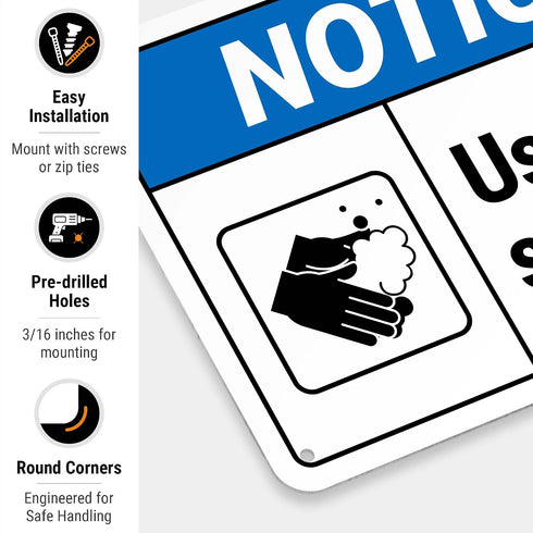 10x7 Inches, .040 Notice Use Hand Sanitizer Sign, Rust Free Aluminum, Fade Resistant, Made in USA