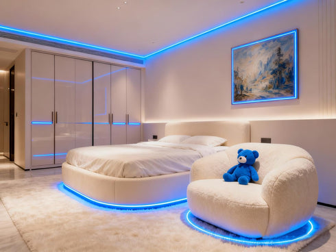 Blue Led Lights Strip Indoor Rope Lights Easy DIY Cuttable Strip Lights for Fish Tank Bar Room Bathroom Living Room