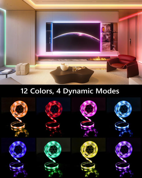 WILLED RGB LED Strip Lights, Under Bed Light Motion Activated Sensor, RF Remote Control with Timer, Color Changing