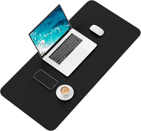 Hsurbtra Desk Pad - 30" x 14" PU Leather Mat, XL Extended Mouse Pad, Waterproof Non-Slip for Office Home, Black