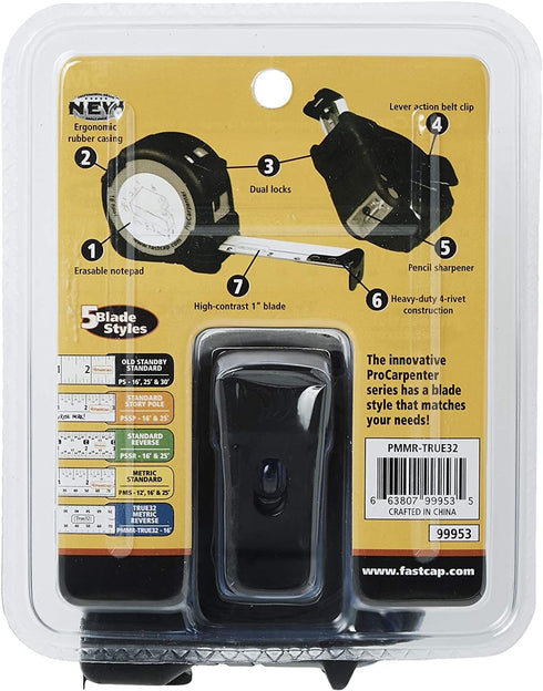 FastCap ProCarpenter True32 Metric Reverse Measuring Tape - Ideal for Professionals and Home Improvement with Dual