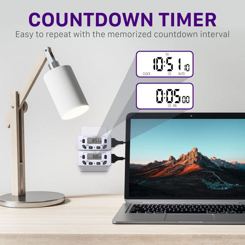 Fosmon 7 Day Programmable Digital Timer for Electrical Outlets, Indoor Plug-in Light Timer Switch, Grow Light Timer 125V 15A Electric Wall Timer for Appliance, Lamp, Aquarium, Reptile Lights - 2 Pack
