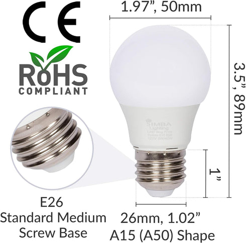 Simba Lighting LED Bug Non-Attracting Yellow Bulb 5W 40W Equivalent (4 Pack), Great for Outdoor Porch Light, Patio, Security, Night Light, Amber Warm 2000K, Compact A15 Shape E26 Medium Base by Simba Lighting