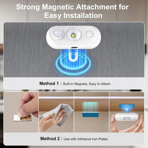 Closet Dimmable Counter 4Pack, LED Motion Sensor Puck Lights, Magnetic Rechargeable Under Cabinet Lighting, Wireless