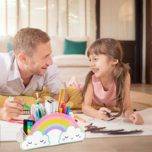 MeCids Pencil Holder for Desk, Acrylic Rainbow Supply Caddy for Home, Classroom, Office Storage, Art Supplies Organizer
