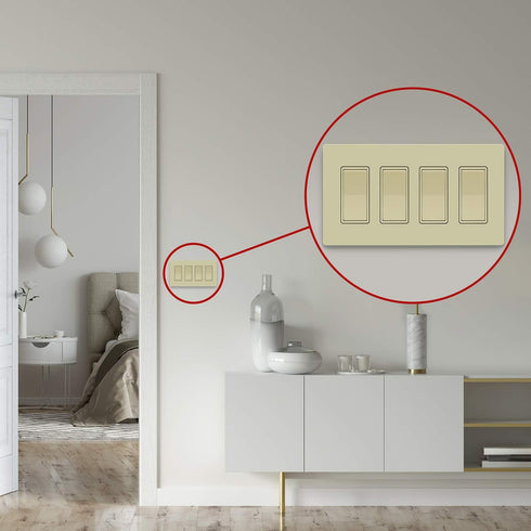 ENERLITES Screwless Decorator Wall Plate, 4-Gang Size, Unbreakable Polycarbonate Thermoplastic, Ivory