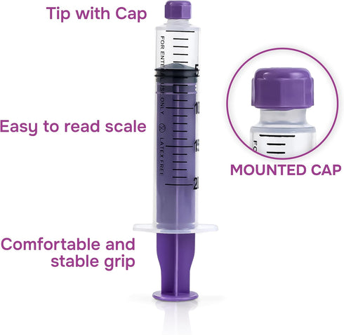 20ml (Pack 30) 30/bx Blister-Packed ONE-CARE Syringes ENFit of with Mounted Cap, Sterile, Syringes