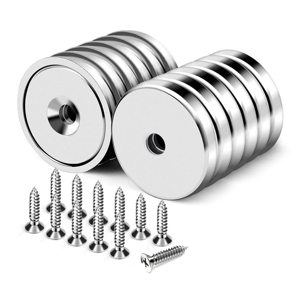 DIYMAG Neodymium Round Base Cup Magnet, 60LBS Strong Rare Earth Magnets with Heavy Duty Countersunk Hole, Pack of 12