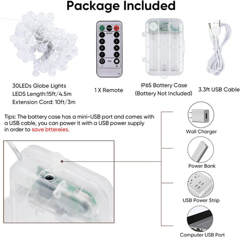 15FT 30 OMIKA LED Black Light Battery Operated, UV Black Christmas Lights String, Twinkle Fairy Lights with Remote
