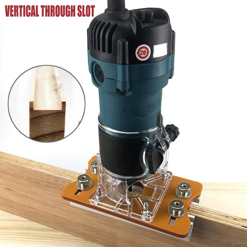 Trimming Machine Slotted Bracket for Woodworking, 2 in 1 Invisible Fastener Slotting Locator, Aluminum Alloy Router
