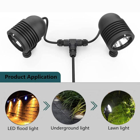 IP68 Waterproof Cable Connector 3-Channel, Outdoor Junction Box Connector for 2 or 3 Pin Cables, Ideal for Lights