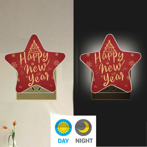 Pfrewn Happy New Year Night Light Plug in for Kids Adults Boys Girls Babies Winter Snowflake Night Lights Led Auto