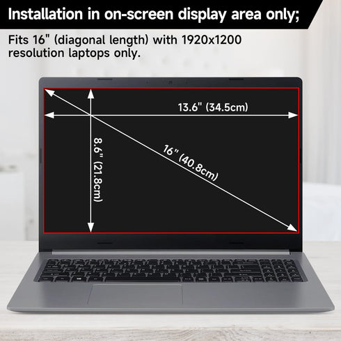 16 Inch 16:10 16" 1920x1200 Laptop Privacy Screen Filter, Anti Blue Light Glare & Anti Scratch Computer Privacy Shield