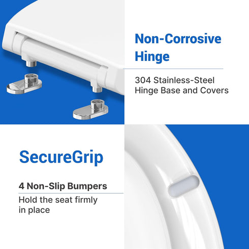 Plus Toilet Seat Elongated, Soft Close Toilet Seat, No-Slam, Magnetic Quick-Release Easy Clean, Easy Installation